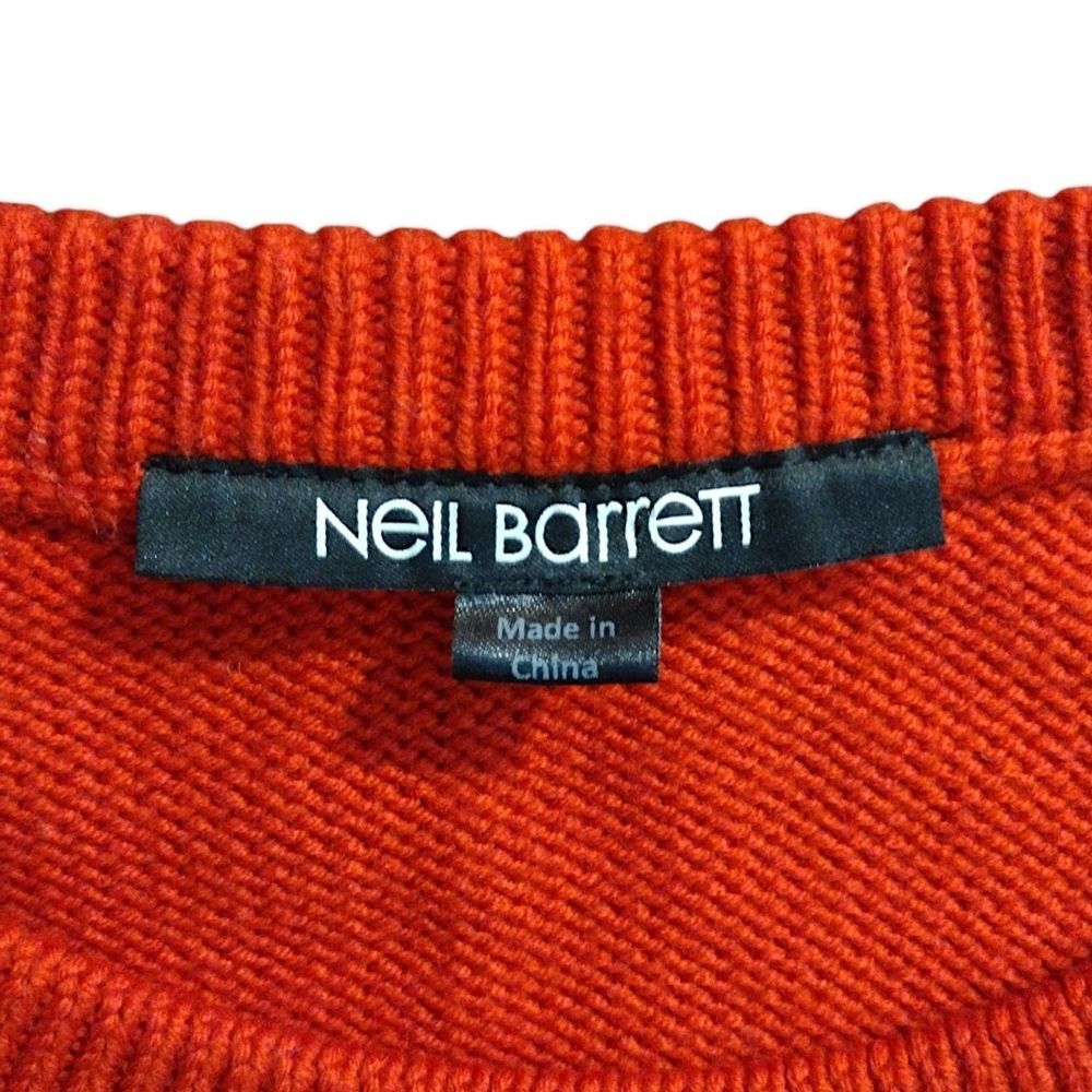 Neil Barrett Oversize Fit Modernist Alpaca Wool Sweater, Large, Red/Black/White - Picture 2 of 9